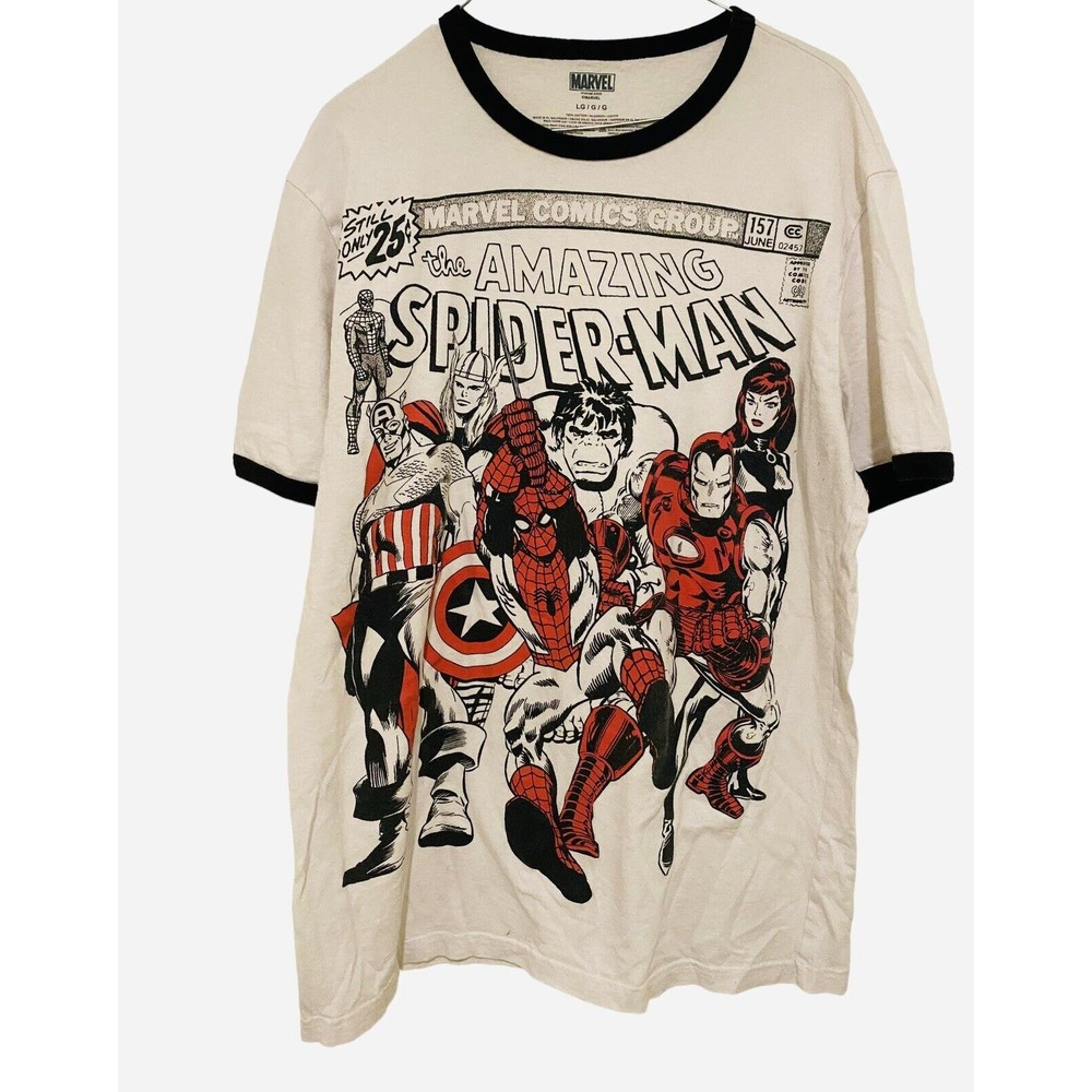 Marvel Comics Shirt Amazing Spider-Man Men Size Large Avengers Ironman Thor Hulk